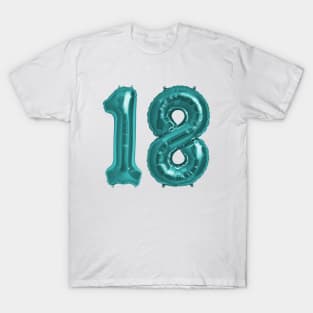 Aqua Blue 18th Birthday Metallic Helium Balloons Numbers T-Shirt